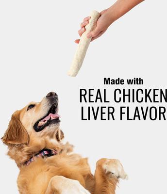 Show full view: Good 'n' Fun Long-Lasting Large Rolls Chicken Liver Flavor Rawhide Chew Dog Treats, 2 count slide 9 of 10