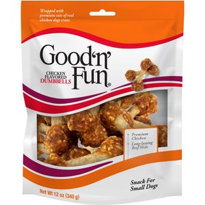 Good 'n' Fun Dumbbells Chicken Flavor Dog Treat Chews, Small, 12-oz bag