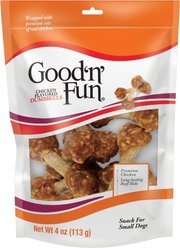 Good 'n' Fun Dumbbells Chicken Flavor Dog Treat Chews, Small, 4-oz bag