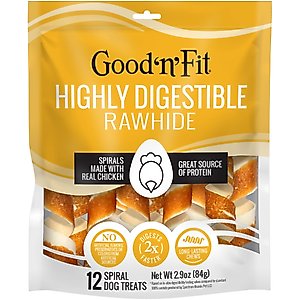 Good 'n' Fun Chicken Long-Lasting Highly Digestible Rawhide Dog Treat Spirals, 12 count