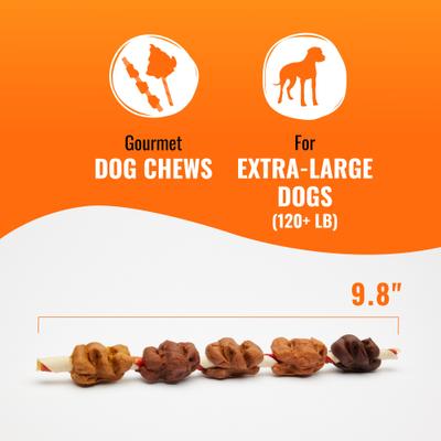 Show full view: Good 'n' Fun Long-Lasting Triple Flavor Colossal Kabob Chicken, Duck, Chicken Liver, Pork & Beef Flavor Dog Treat Chew Kabobs, Large, 3 count slide 6 of 10