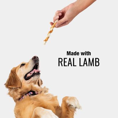 Show full view: Good 'n' Fun Lamb Long-Lasting Highly Digestible Rawhide Dog Treat Twist Sticks, 15 count slide 9 of 10