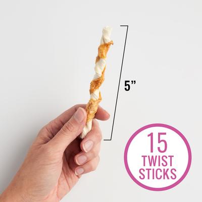 Show full view: Good 'n' Fun Lamb Long-Lasting Highly Digestible Rawhide Dog Treat Twist Sticks, 15 count slide 4 of 10