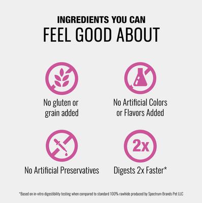 Show full view: Good 'n' Fun Lamb Long-Lasting Highly Digestible Rawhide Dog Treat Twist Sticks, 15 count slide 8 of 10