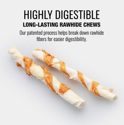 Show full view: Good 'n' Fun Lamb Long-Lasting Highly Digestible Rawhide Dog Treat Twist Sticks, 15 count slide 5 of 10