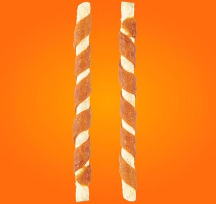 Show full view: Good 'n' Fun Chicken Wrapped Triple Flavor Munchy Sticks Chicken, Pork Hide & Beef Hide Dog Treat Chews, 10 count slide 4 of 11