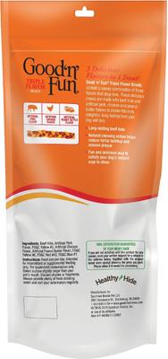 Show full view: Good 'n' Fun Long-Lasting Triple Flavor Braids 9-in Pork, Chicken & Peanut Butter Dog Treat Chews, Large, 4 count slide 3 of 10