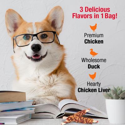 Show full view: Good 'n' Fun Triple Flavor Blasts Chicken, Duck & Chicken Liver Dog Treat Chews, 12-oz bag slide 7 of 9