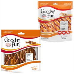 Good 'n' Fun Triple Flavor Chews Beef, Pork & Chicken Twists + Kabobs Chicken, Duck & Liver Dog Chews