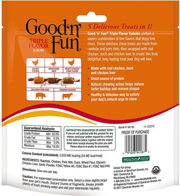 Show full view: Good 'n' Fun Triple Flavor Chews Beef, Pork & Chicken Twists + Kabobs Chicken, Duck & Liver Dog Chews slide 7 of 9