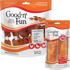 Good 'n' Fun Triple Flavor Chews with Beef, Pork & Chicken Rolls + Kabobs Chicken, Duck & Chicken Liver Dog Chews