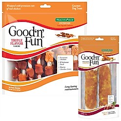 Good 'n' Fun Triple Flavor Chews with Beef, Pork & Chicken Rolls + Kabobs Chicken, Duck & Chicken Liver Dog Chews