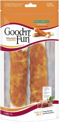 Show full view: Good 'n' Fun Triple Flavor Chews with Beef, Pork & Chicken Rolls + Kabobs Chicken, Duck & Chicken Liver Dog Chews slide 2 of 10