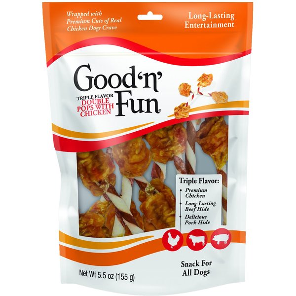 Good 'n' Fun Triple Flavor Double Pops Pork, Chicken & Beef Dog Treat Chews