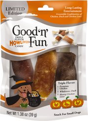 Good 'n' Fun Triple Flavor HOWLoween Candy Chews Real Chicken, Duck or Chicken Liver Rawhide Dog Chews, 3 count