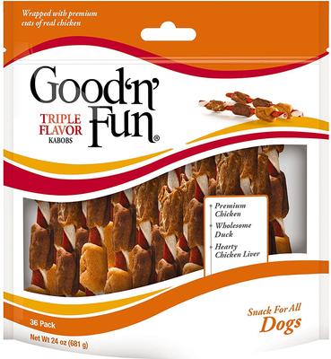 Show full view: Good 'n' Fun Triple Flavor Kabobs Chicken, Duck & Chicken Liver + Chicken, Duck & Liver Dog Chews slide 6 of 9