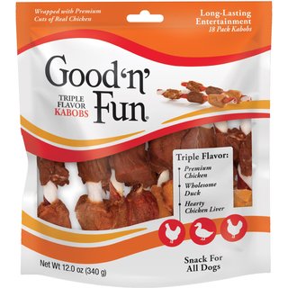 Good 'n' Fun Triple Flavor Kabobs Chicken, Duck & Chicken Liver Dog Chews, 18 count slide 1 of 7