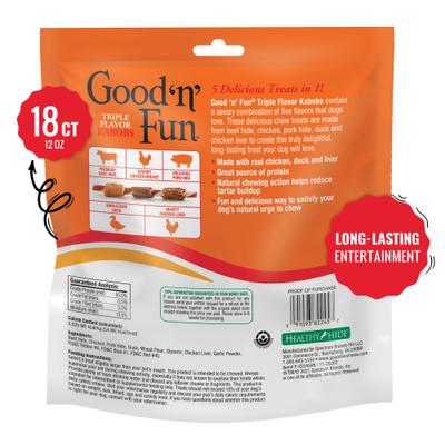 Show full view: Good 'n' Fun Triple Flavor Kabobs Chicken, Duck & Chicken Liver Dog Treat Chews, 18 count slide 3 of 9