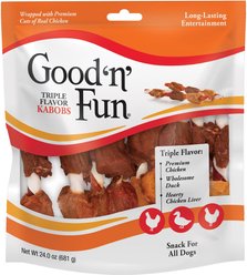 Good 'n' Fun Triple Flavor Kabobs Chicken, Duck & Chicken Liver Dog Treat Chews, 36 count