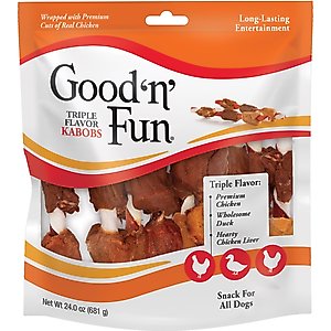 Good 'n' Fun Triple Flavor Kabobs Chicken, Duck & Chicken Liver Dog Chews