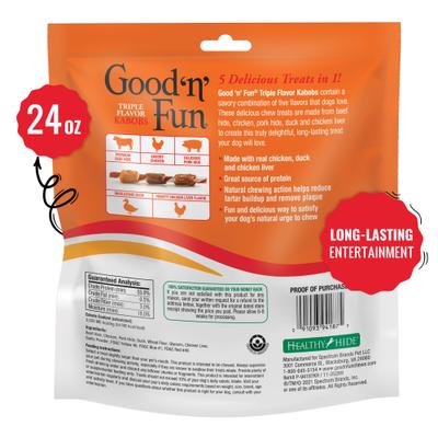 Show full view: Good 'n' Fun Triple Flavor Kabobs Chicken, Duck & Chicken Liver Dog Treat Chews, 36 count slide 3 of 9