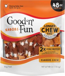 Good 'n' Fun Triple Flavor Kabobs Chicken, Duck & Chicken Liver Dog Treat Chews, 48-oz bag slide 1 of 8