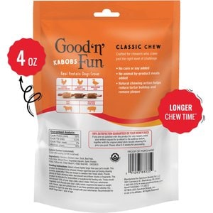 Good 'n' Fun Triple Flavor Kabobs Chicken, Duck & Chicken Liver Dog Treat Chews, 4-oz bag