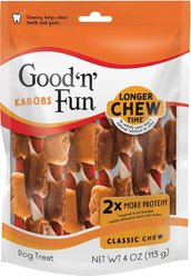 Good 'n' Fun Triple Flavor Kabobs Chicken, Duck & Chicken Liver Dog Treat Chews, 4-oz bag