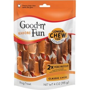 Good 'n' Fun Triple Flavor Kabobs Chicken, Duck & Chicken Liver Dog Treat Chews, 4-oz bag