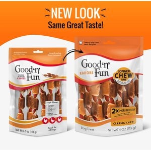 Good 'n' Fun Triple Flavor Kabobs Chicken, Duck & Chicken Liver Dog Treat Chews, 4-oz bag