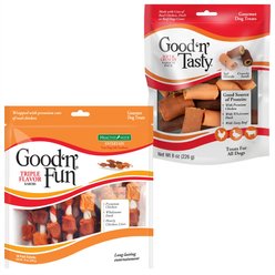 Good 'n' Fun Triple Flavor Kabobs Chicken, Duck & Chicken Liver + Good 'n' Tasty Soft & Crunchy Variety Pack Dog Treats
