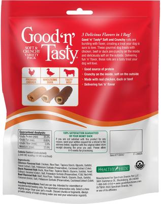 Show full view: Good 'n' Fun Triple Flavor Kabobs Chicken, Duck & Chicken Liver + Good 'n' Tasty Soft & Crunchy Variety Pack Dog Treats slide 7 of 9