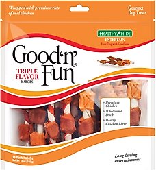 Good 'n' Fun Triple Flavor Kabobs Chicken, Duck & Chicken Liver + Ribs Beef, Pork & Chicken Sticks Dog Chews slide 2 of 9