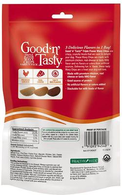 Show full view: Good 'n' Fun Triple Flavor Kabobs Rawhide Dental Chews + Good 'n' Tasty Triple Flavor Wavy Chips Variety Pack Dog Treats slide 7 of 9