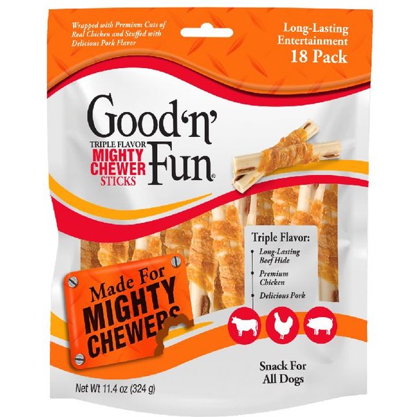 Good 'n' Fun Triple Flavor Mighty Chewer Sticks Chicken, Pork & Beef Dog Treat Chews