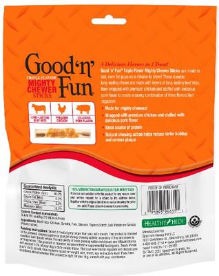 Show full view: Good 'n' Fun Triple Flavor Mighty Chewer Sticks Chicken, Pork & Beef Dog Treat Chews, 18 count slide 3 of 9
