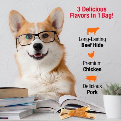 Show full view: Good 'n' Fun Triple Flavor Mighty Chewer Sticks Chicken, Pork & Beef Dog Treat Chews, 18 count slide 7 of 9