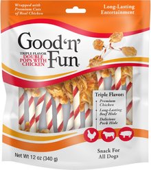 Good 'n' Fun Triple Flavor Double Pops Pork, Chicken & Beef Dog Treat Chews, 12-oz bag slide 1 of 8