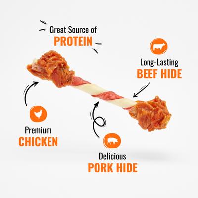 Show full view: Good 'n' Fun Triple Flavor Double Pops Pork, Chicken & Beef Dog Treat Chews, 12-oz bag slide 4 of 10