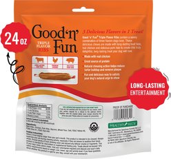 Good 'n' Fun Triple Flavor Ribs Beef, Chicken & Pork Hide Dog Chews, 24-oz bag slide 2 of 5