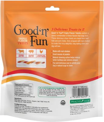Show full view: Good 'n' Fun Triple Flavor Twist Sticks Pork, Beef & Chicken Dog Treat Chew, 35 count slide 3 of 8