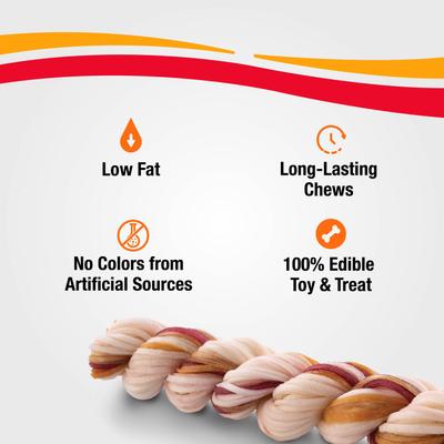 Show full view: Good 'n' Fun Triple Flavor Twist Ropes Pork, Beef & Chicken Dog Treat Chews, Large, 3 count slide 10 of 10