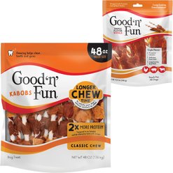Good 'n' Fun Triple Flavor Wings Beef, Pork & Chicken + Kabobs Rawhide Chews Dog Dental Treats