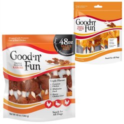 Good 'n' Fun Triple Flavor Wings Beef, Pork & Chicken + Kabobs Rawhide Chews Dog Dental Treats