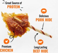 Good 'n' Fun Triple Flavor Wings Chicken, Pork & Beef Hide Dog Chews, 12-oz bag slide 2 of 5