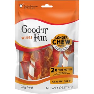 Good 'n' Fun Triple Flavor Wings Chicken, Pork & Beef Hide Dog Chews, 4-oz bag