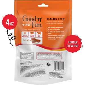 Good 'n' Fun Triple Flavor Wings Chicken, Pork & Beef Hide Dog Chews, 4-oz bag