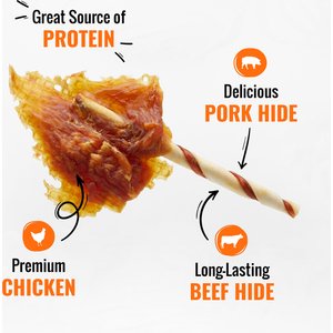 Good 'n' Fun Triple Flavor Wings Chicken, Pork & Beef Hide Dog Chews, 4-oz bag