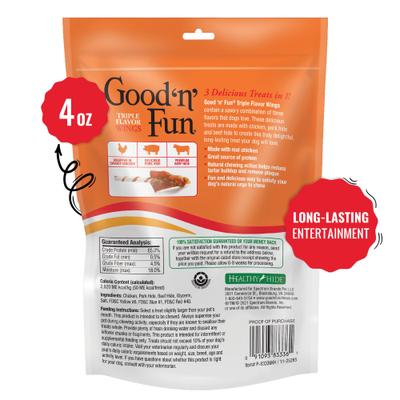 Show full view: Good 'n' Fun Triple Flavor Wings Chicken, Pork & Beef Hide Dog Chews, 4-oz bag slide 3 of 8