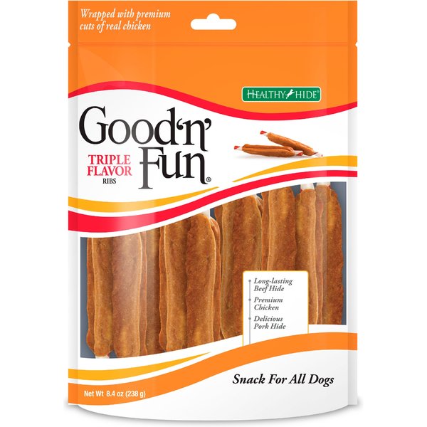Good 'n' Fun Triple Flavor Wings Chicken, Beef & Pork Hide Dog Chews